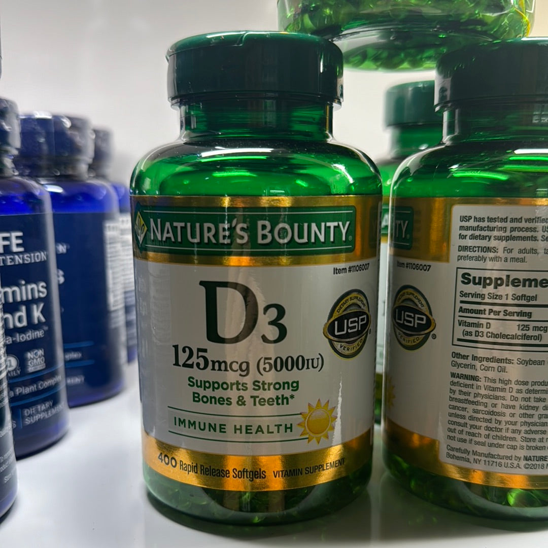 Natures Bounty, D3, 400 SoftGels Exp. 12/2025 JBBwell