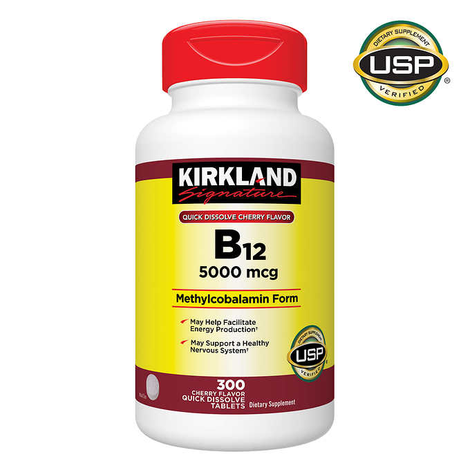 Kirkland Signature Quick Dissolve B-12 5000 mcg., 300 Tablets Exp