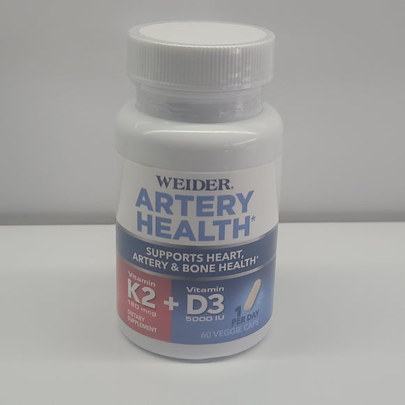 Weider artery health k2+d3 60 veggie caps exp.06/25