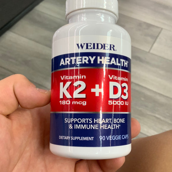 Weider Artery Health with vitamin K2 plus D3, 90 veggie caps