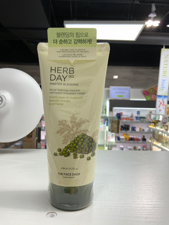 The face shop Herb day 365 Facial foaming cleanser mung bean