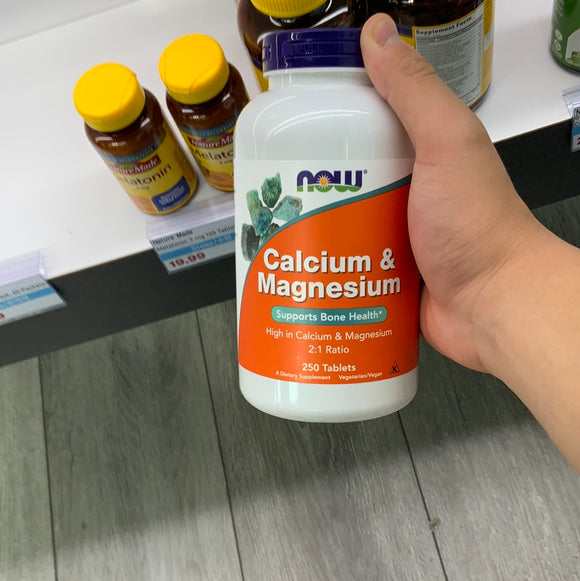 NOW FOODS calcium and magnesium, 250 tablets