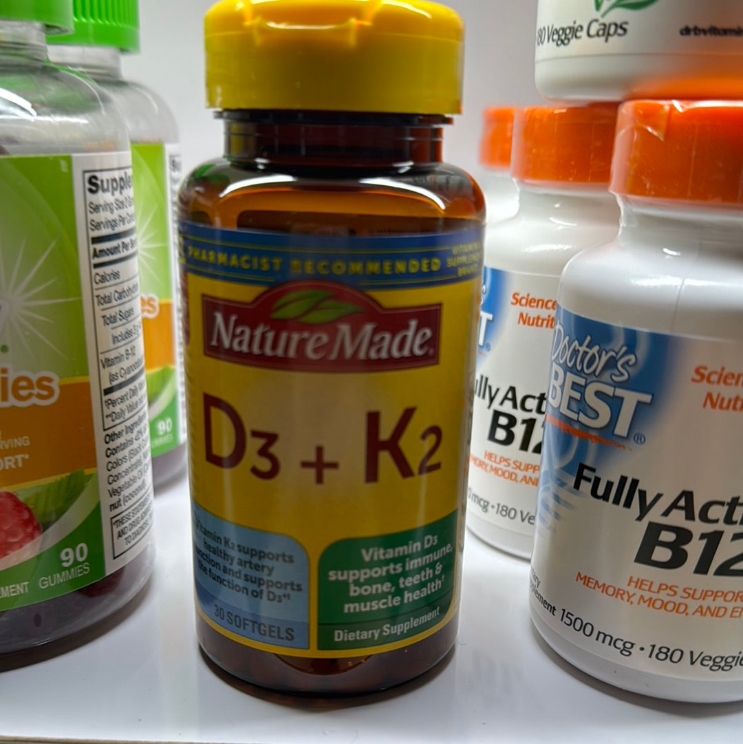 Nature Made D3, K2, 30 SoftGels – JBBwell