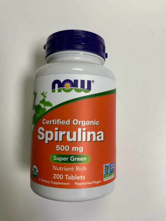 NOW Spirulina 500mg 200 Tablets Exp. 10/2026