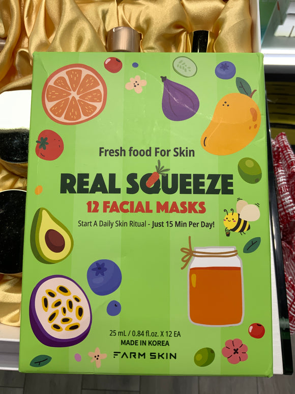 Farm Skin Real Squeeze 12 Facial Masks