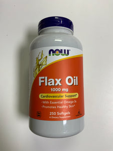 NOW Flax Oil 1000mg 250 Softgels Exp.04/2028