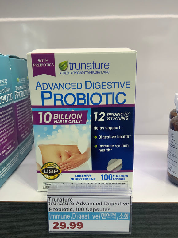 Trunature advanced digestive probiotic,100 capsules